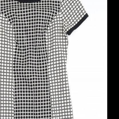 Asda George Womens Black Geometric  A-Line  Size 10