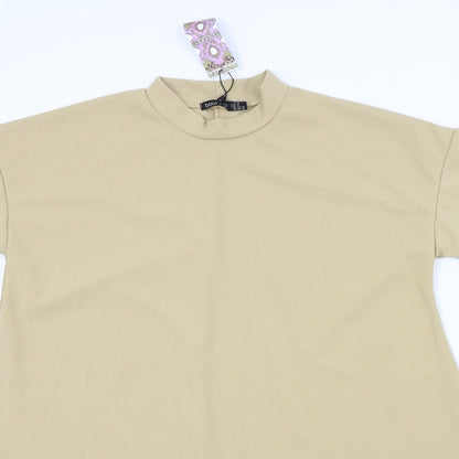 Boohoo Womens Beige Houndstooth  Fit & Flare  Size 10  - Frill detail on bottom