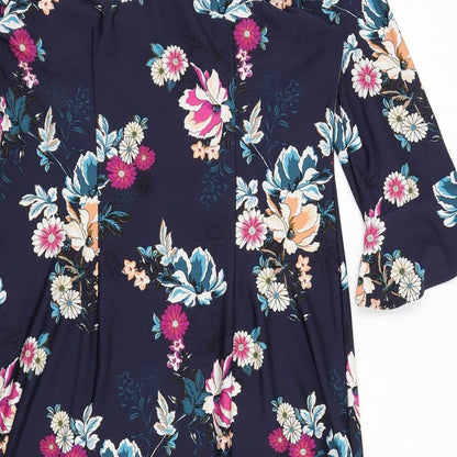 F&F Womens Blue Floral  A-Line  Size 12  - Frill Sleeves