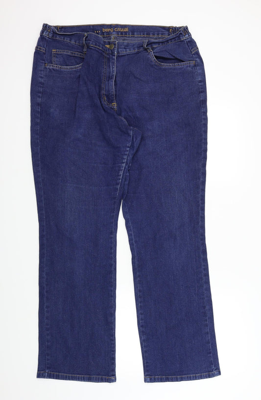 BEING CASUAL Womens Blue   Straight Jeans Size L L31 in