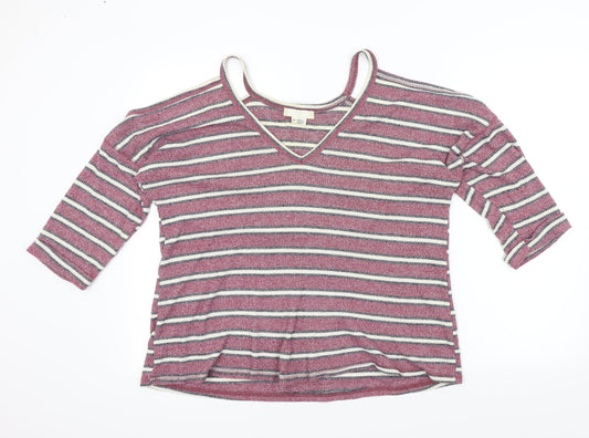 Cooperative Womens Pink Striped  Pullover Jumper Size M