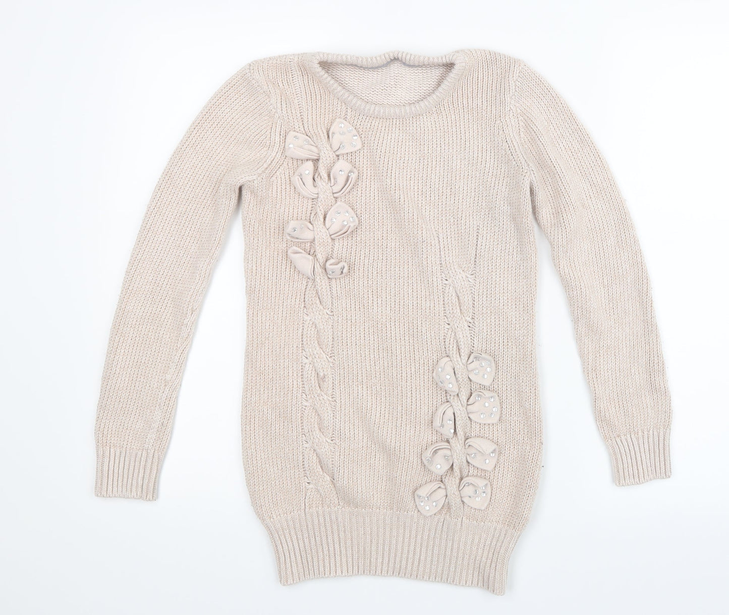 Debenhams Girls Pink  Knit Pullover Jumper Size 12-13 Years  - Long
