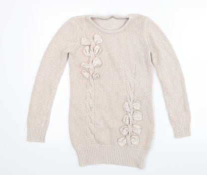 Debenhams Girls Pink  Knit Pullover Jumper Size 12-13 Years  - Long