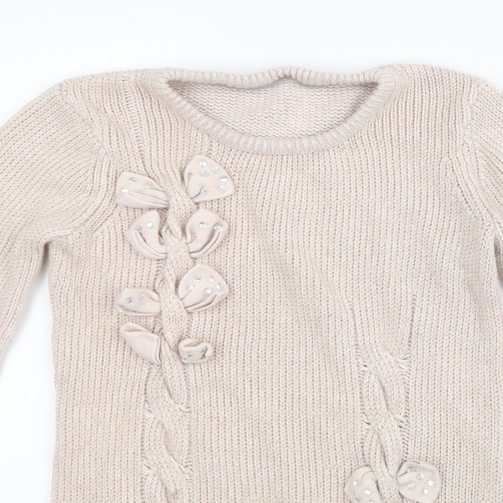 Debenhams Girls Pink  Knit Pullover Jumper Size 12-13 Years  - Long