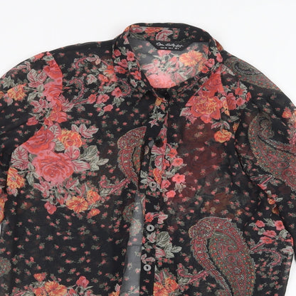 Miss Selfridge Womens Black Floral Mesh Basic Blouse Size 6