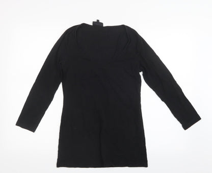 Womens UK Size 14 Warehouse Black Basic T-Shirt