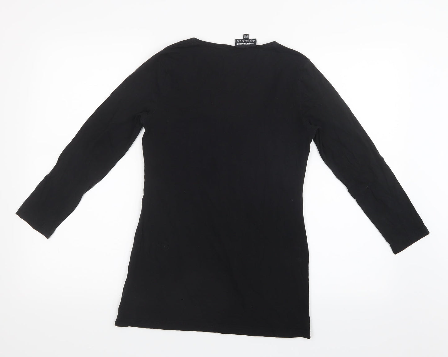 Womens UK Size 14 Warehouse Black Basic T-Shirt