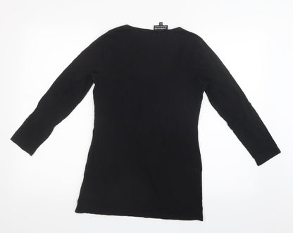 Womens UK Size 14 Warehouse Black Basic T-Shirt