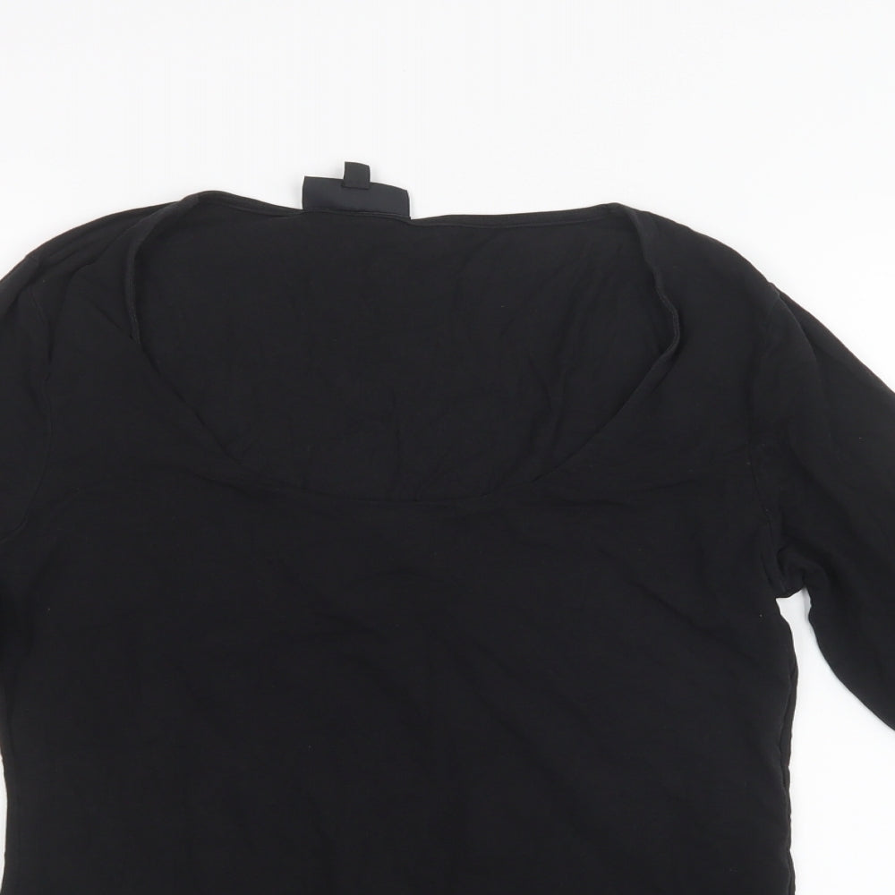 Womens UK Size 14 Warehouse Black Basic T-Shirt