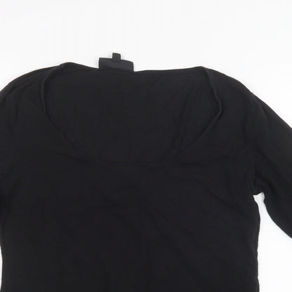 Womens UK Size 14 Warehouse Black Basic T-Shirt