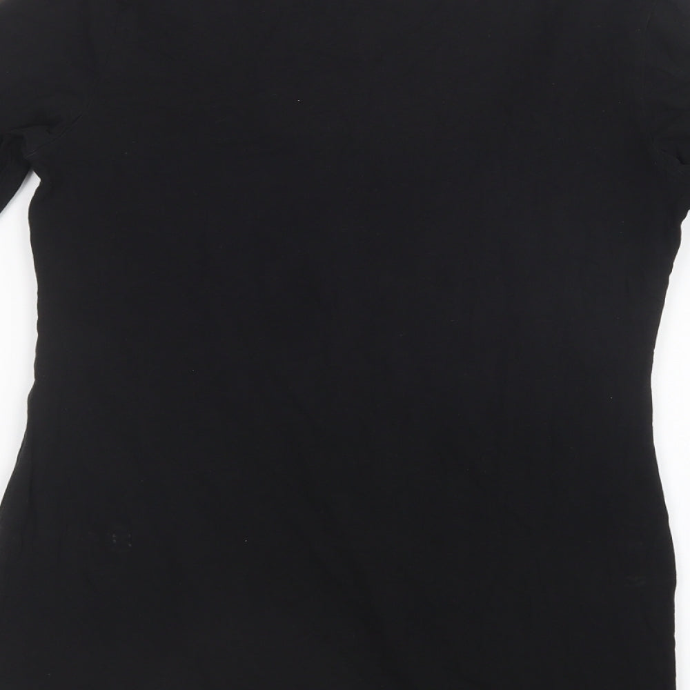 Womens UK Size 14 Warehouse Black Basic T-Shirt