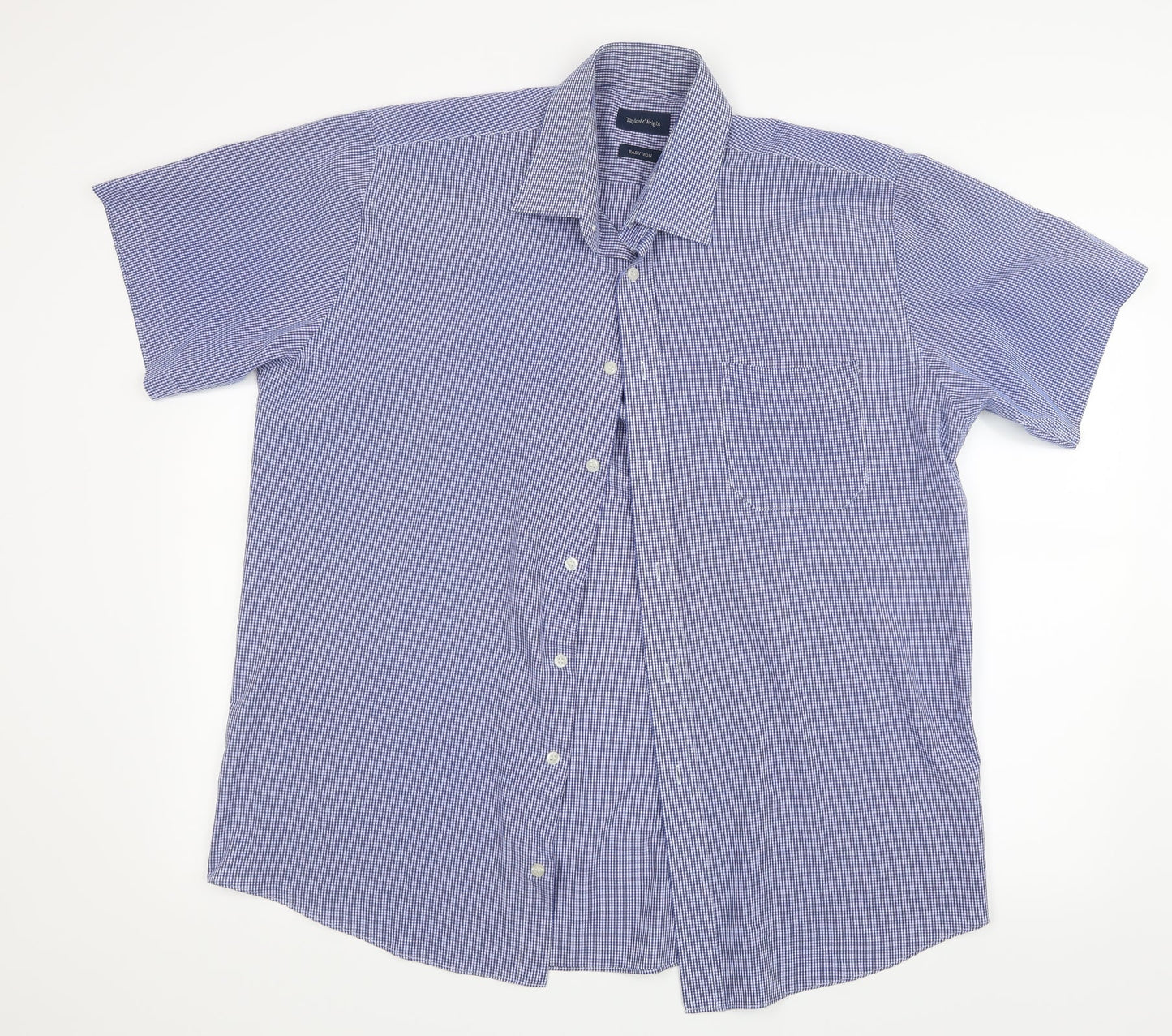 Taylor & Wright Mens Blue Check   Button-Up Size 16.5