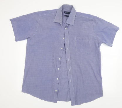 Taylor & Wright Mens Blue Check   Button-Up Size 16.5