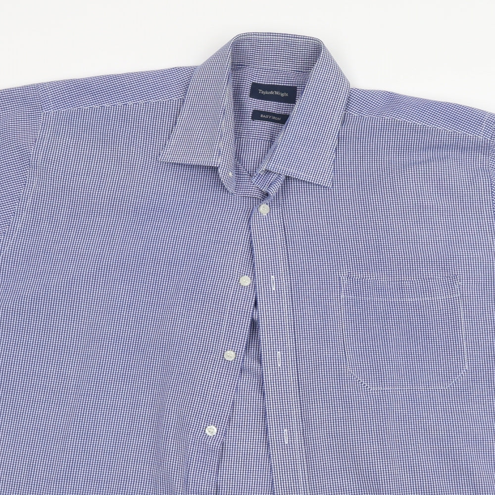 Taylor & Wright Mens Blue Check   Button-Up Size 16.5