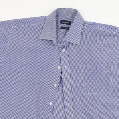 Taylor & Wright Mens Blue Check   Button-Up Size 16.5