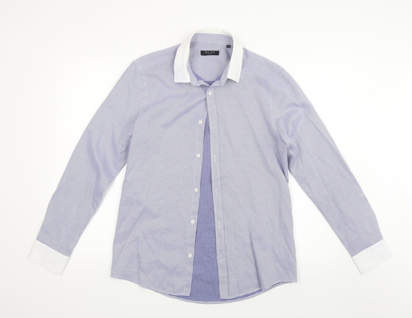 New Look Mens Blue Geometric   Button-Up Size M