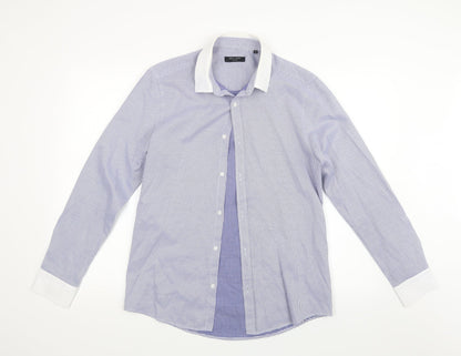New Look Mens Blue Geometric   Button-Up Size M