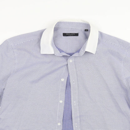 New Look Mens Blue Geometric   Button-Up Size M