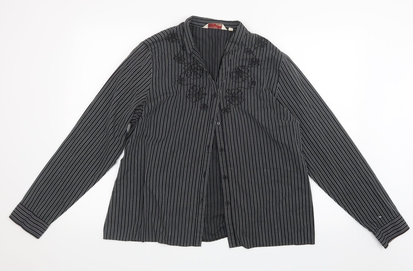 Womens UK Size 18 EWM Black Basic Button-Up