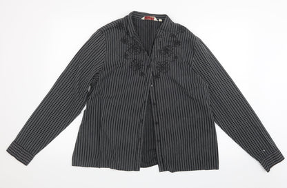 Womens UK Size 18 EWM Black Basic Button-Up