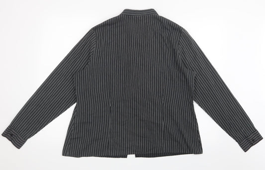 EWM Womens Black Striped  Basic Button-Up Size 18