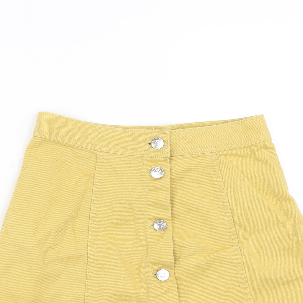 Divided by H&M Womens Yellow  Denim A-Line Skirt Size 4