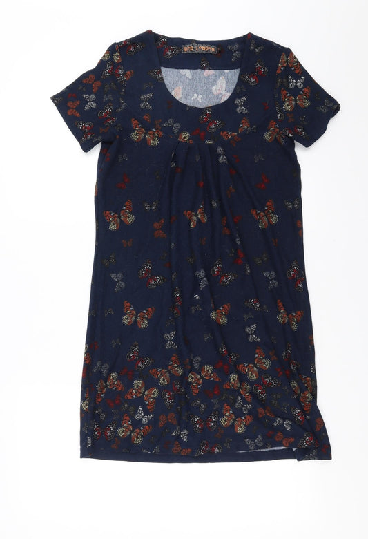 QED London Womens Blue   Jumper Dress  Size S  - butterflies