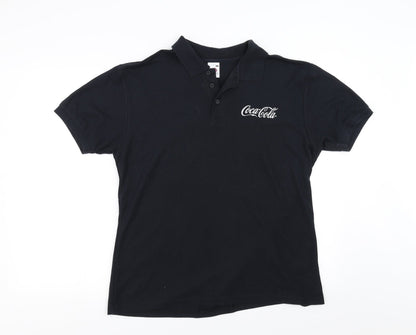 Fruit of the Loom Mens Black    Polo Size L  - Coca Cola