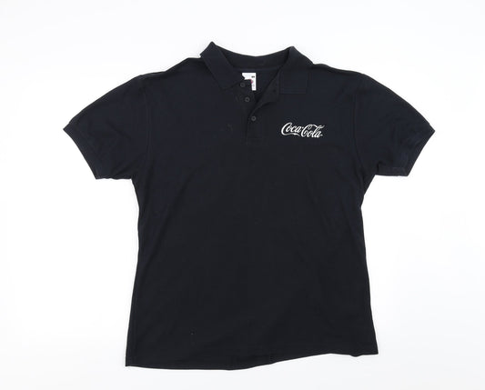 Fruit of the Loom Mens Black    Polo Size L  - Coca Cola