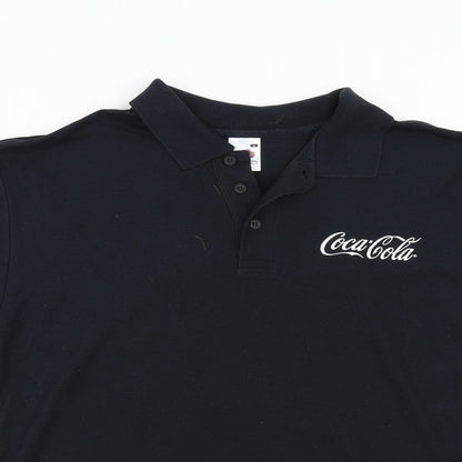 Fruit of the Loom Mens Black    Polo Size L  - Coca Cola