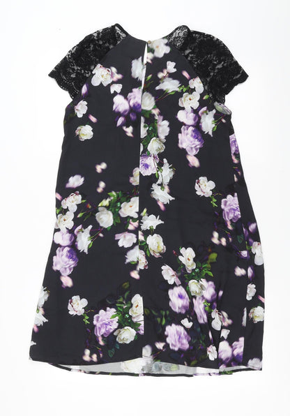 River Island Womens Black Floral  T-Shirt Dress  Size 10