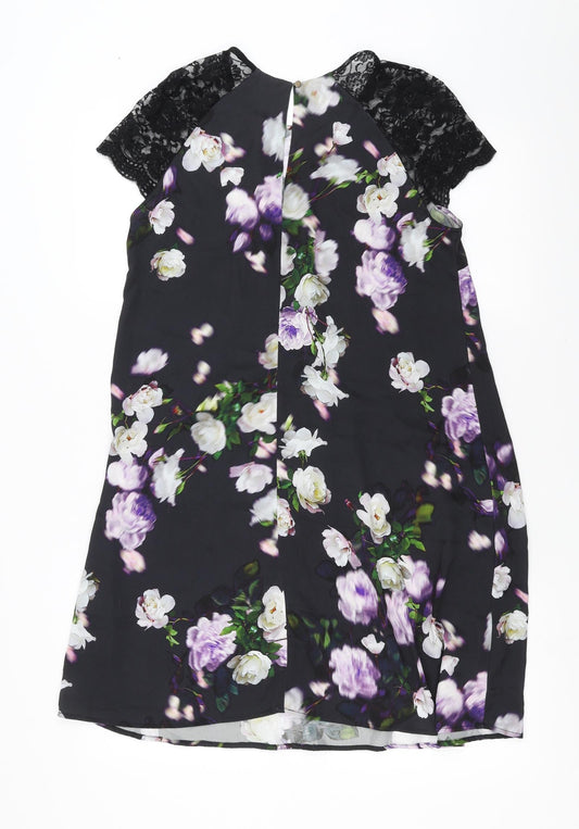River Island Womens Black Floral  T-Shirt Dress  Size 10