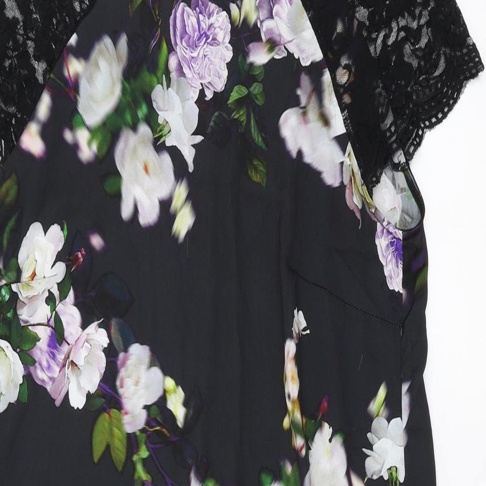 River Island Womens Black Floral  T-Shirt Dress  Size 10