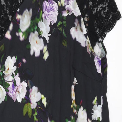 River Island Womens Black Floral  T-Shirt Dress  Size 10