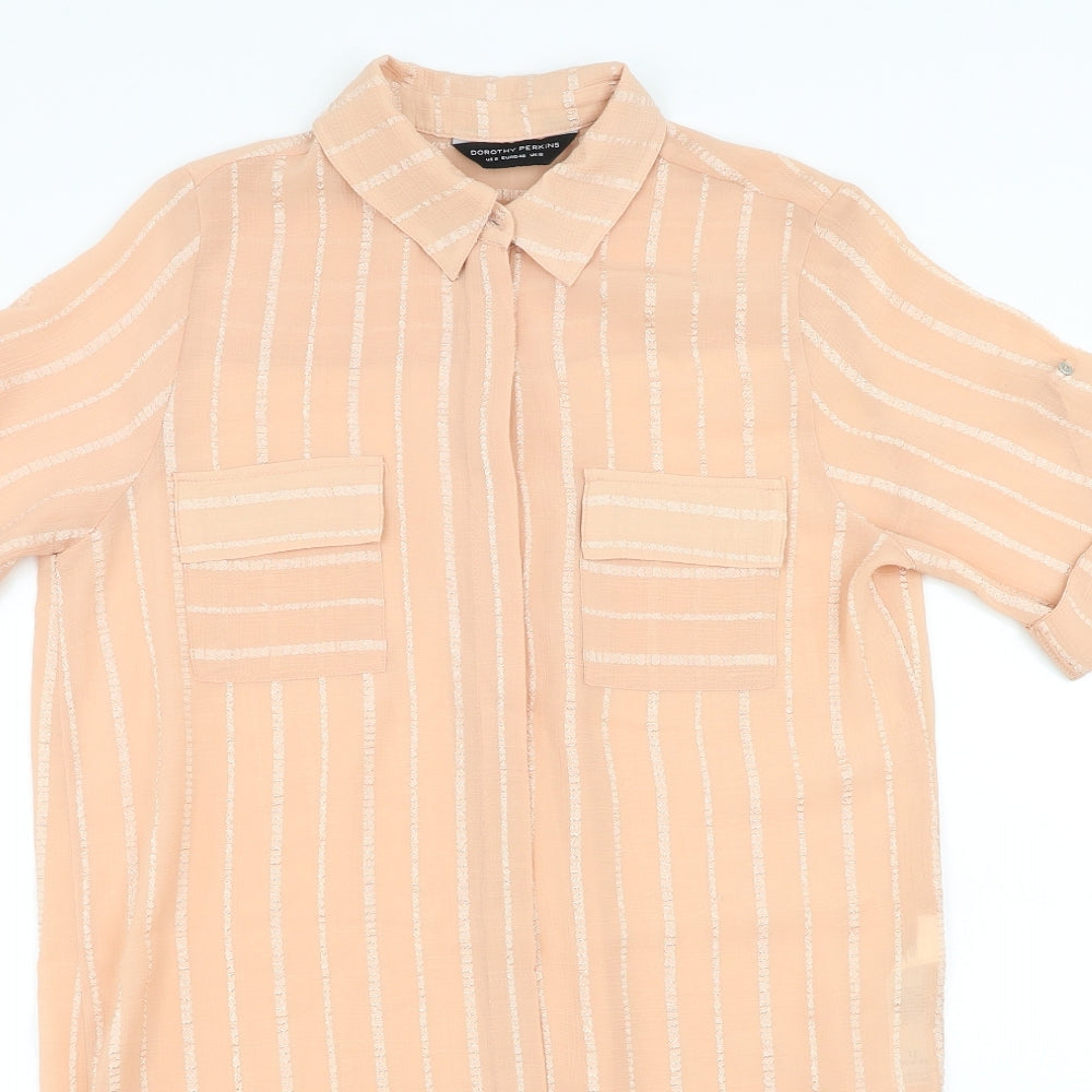 Dorothy Perkins Womens Pink Striped  Shirt Dress  Size 12