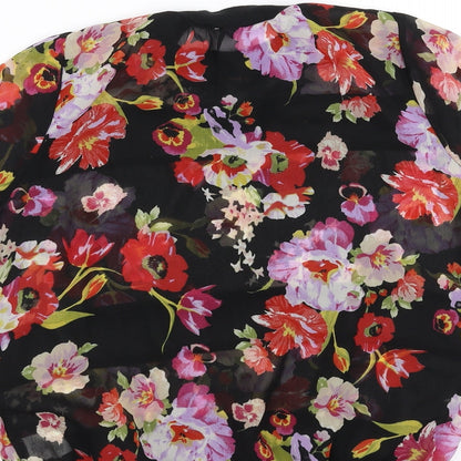Primark Womens Black Floral  Basic Blouse Size 6  - sheer