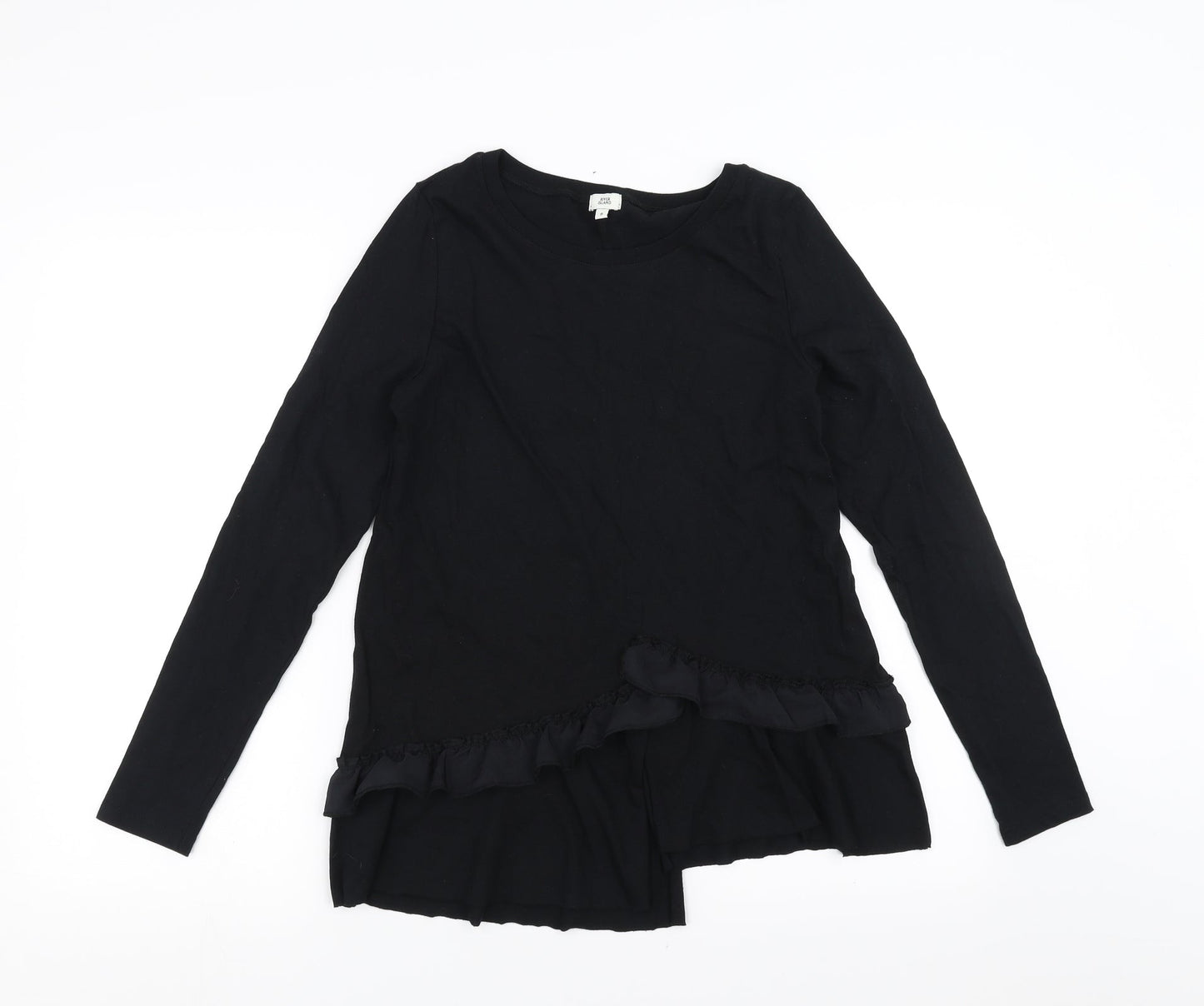 Womens UK Size 8 River Island Black Basic T-Shirt