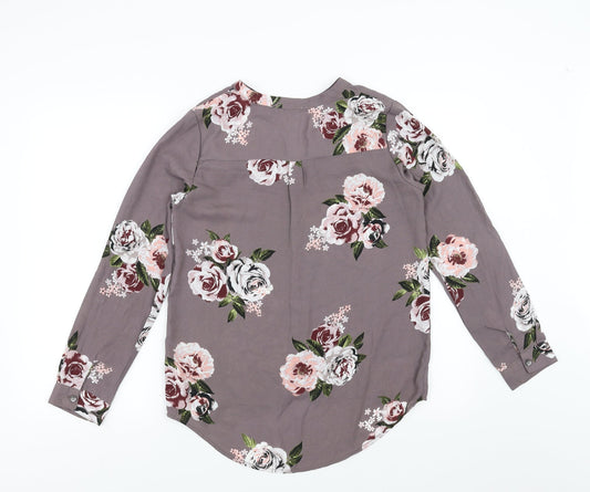 Womens UK Size 8 Apricot Purple Basic Blouse