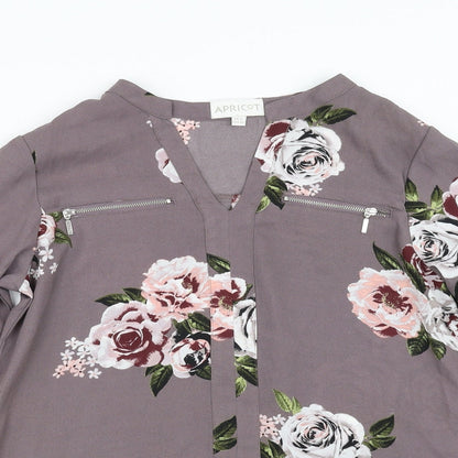 Womens UK Size 8 Apricot Purple Basic Blouse