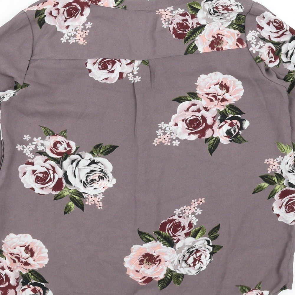 Womens UK Size 8 Apricot Purple Basic Blouse