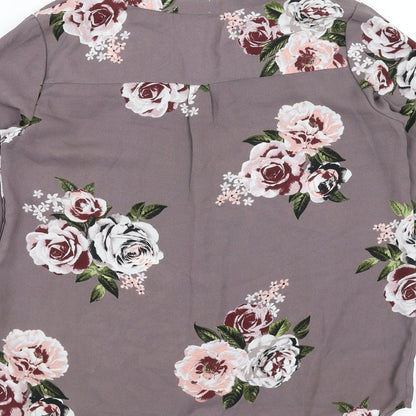 Womens UK Size 8 Apricot Purple Basic Blouse