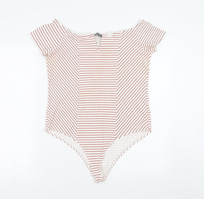 Primark Womens Red Striped  Bodysuit One-Piece Size XL