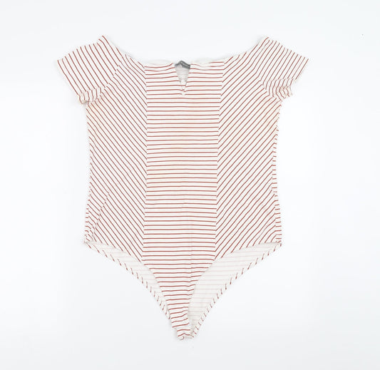 Primark Womens Red Striped  Bodysuit One-Piece Size XL