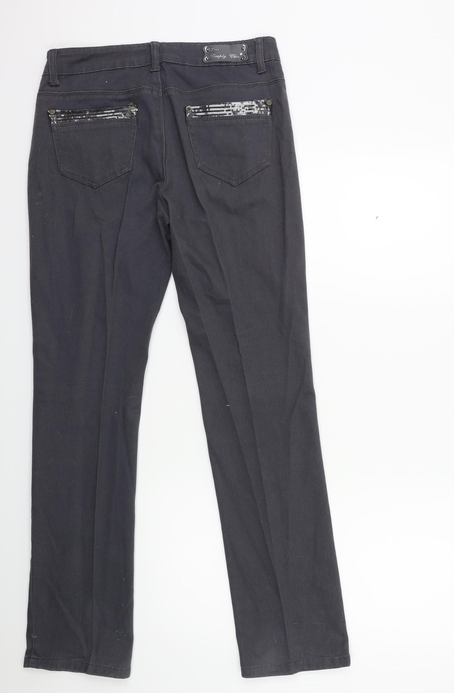 Simply chic Womens Grey  Denim Straight Jeans Size 12 L30 in