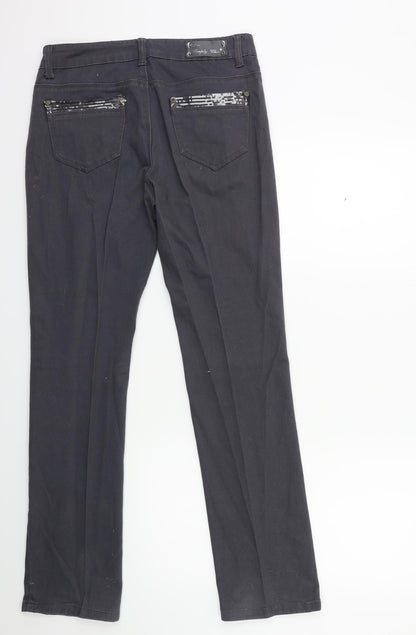 Simply chic Womens Grey  Denim Straight Jeans Size 12 L30 in