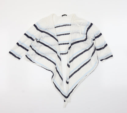 M&Co Womens White Striped  Cardigan Jumper Size 16