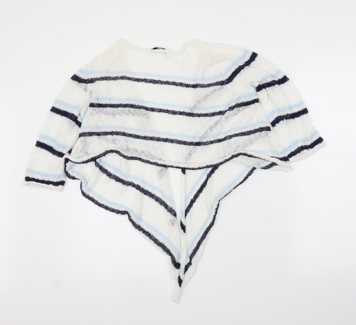 M&Co Womens White Striped  Cardigan Jumper Size 16