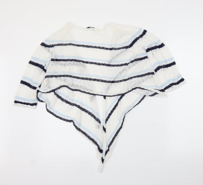 M&Co Womens White Striped  Cardigan Jumper Size 16