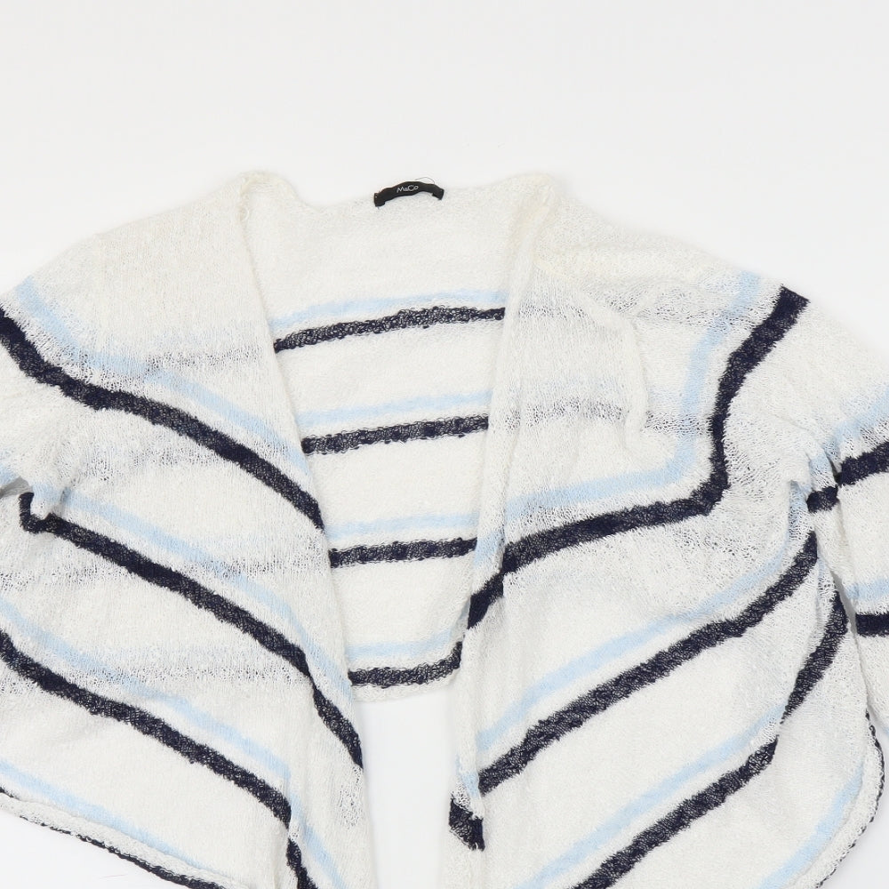 M&Co Womens White Striped  Cardigan Jumper Size 16