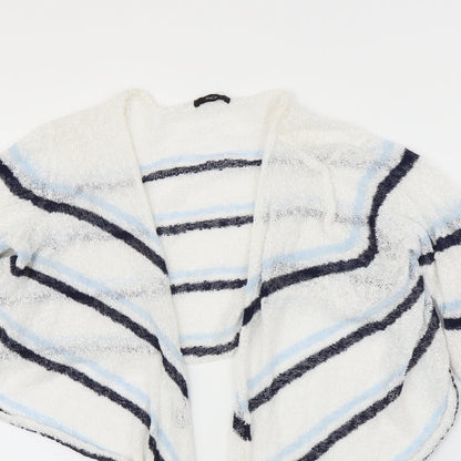 M&Co Womens White Striped  Cardigan Jumper Size 16